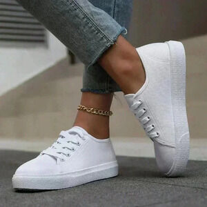 White Sporty Women's Canvas Shoes